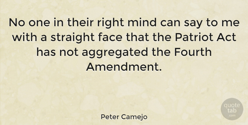 Peter Camejo Quote About Mind, Faces, Usa Patriot Act: No One In Their Right...