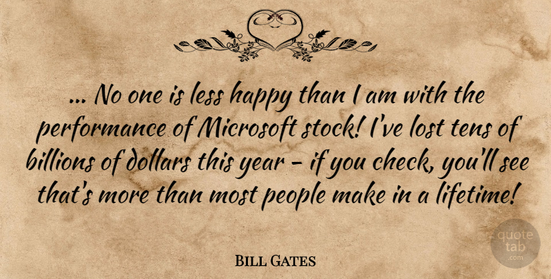 Bill Gates Quote About Years, People, Dollars: No One Is Less Happy...