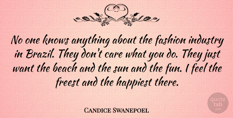 Candice Swanepoel Quote About Beach, Fashion, Fun: No One Knows Anything About...
