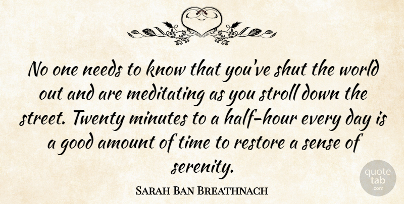 Sarah Ban Breathnach Quote About Serenity, Needs, Half: No One Needs To Know...