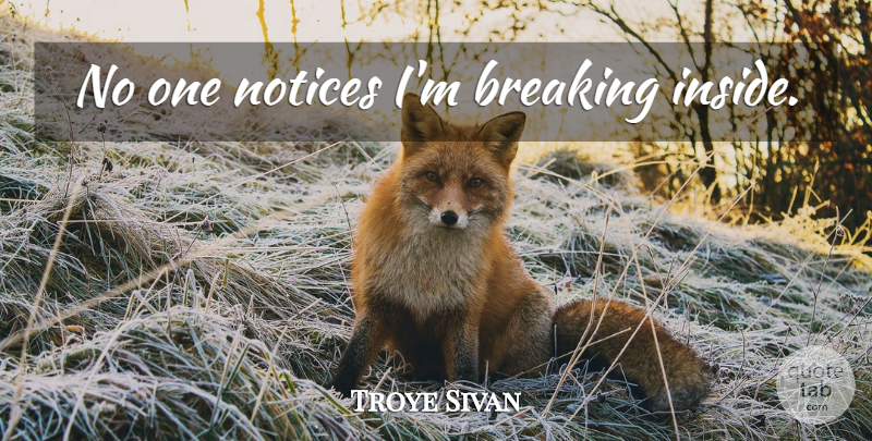 Troye Sivan Quote About undefined: No One Notices Im Breaking...