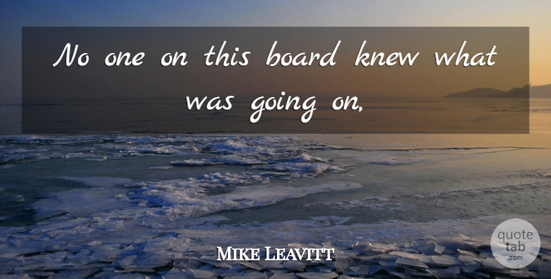 Mike Leavitt Quote About Board, Knew: No One On This Board...