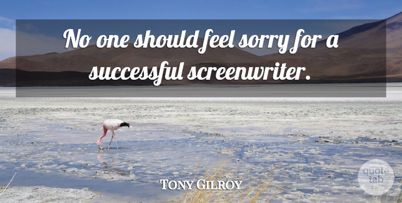 Tony Gilroy Quote About Sorry, Successful, Should: No One Should Feel Sorry...