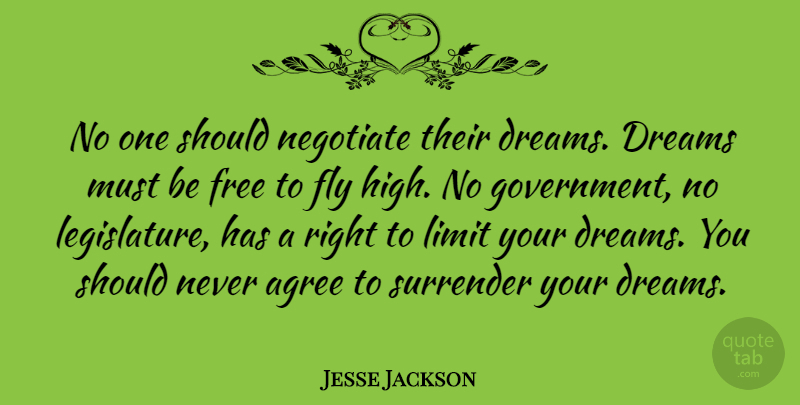Jesse Jackson Quote About Dream, Government, Goal: No One Should Negotiate Their...