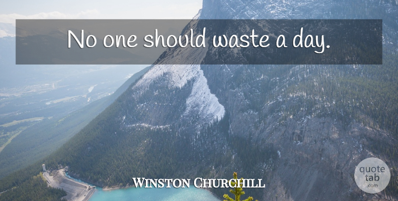 Winston Churchill Quote About Philosophy, Waste, Should: No One Should Waste A...