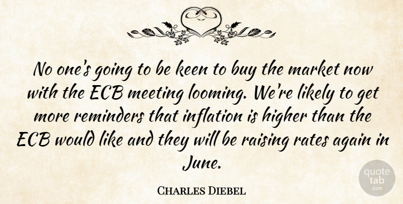 Charles Diebel Quote About Again, Buy, Higher, Inflation, Keen: No Ones Going To Be...