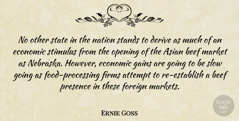 Ernie Goss Quote About Asian, Attempt, Beef, Derive, Economic: No Other State In The...