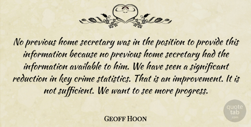 Geoff Hoon Quote About Available, Crime, Home, Information, Key: No Previous Home Secretary Was...