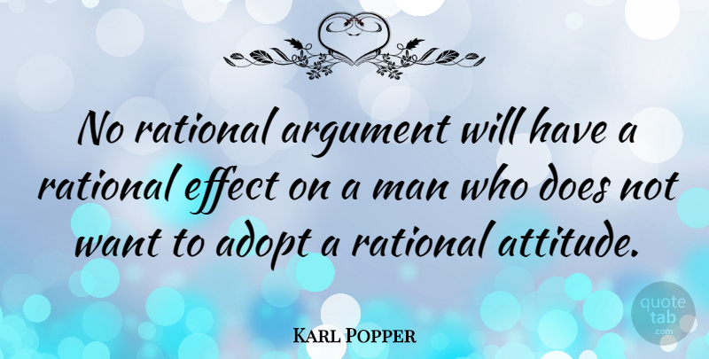Karl Popper Quote About Attitude, Men, Doe: No Rational Argument Will Have...