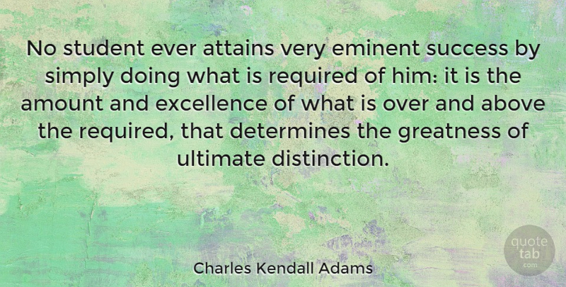 Charles Kendall Adams Quote About Success, Greatness, Excellence: No Student Ever Attains Very...