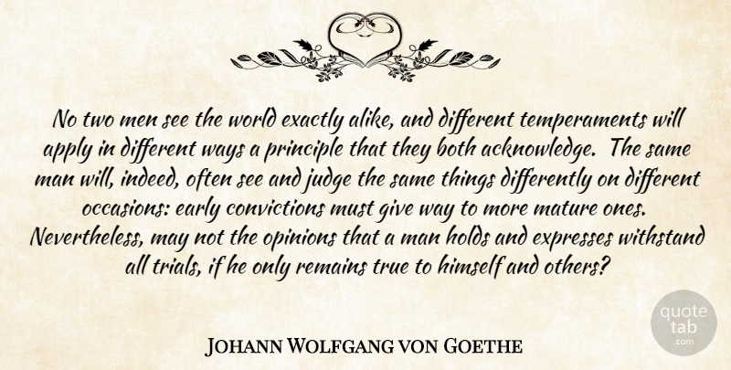 Johann Wolfgang von Goethe Quote About Men, Two, Perception: No Two Men See The...