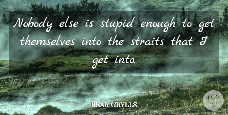 Bear Grylls Quote About Stupid, Enough: Nobody Else Is Stupid Enough...