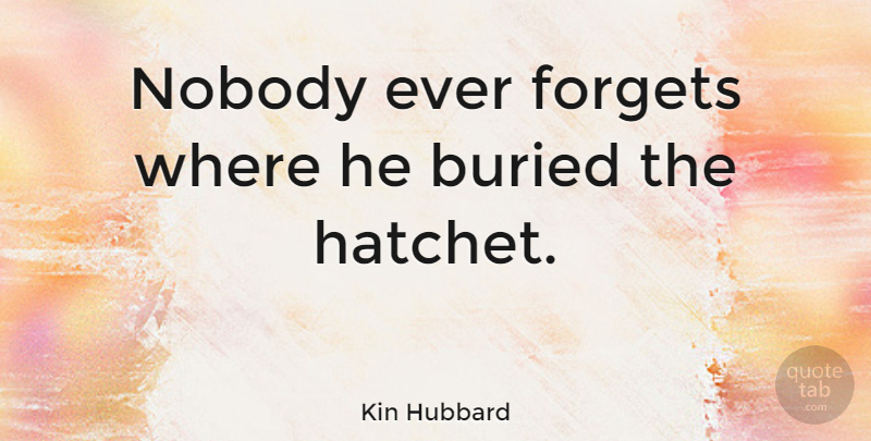 Kin Hubbard Quote About Forgiveness, Forget, Buried: Nobody Ever Forgets Where He...