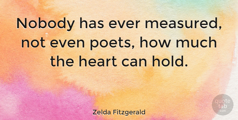 Zelda Fitzgerald Quote About Love, Positive, Romantic: Nobody Has Ever Measured Not...