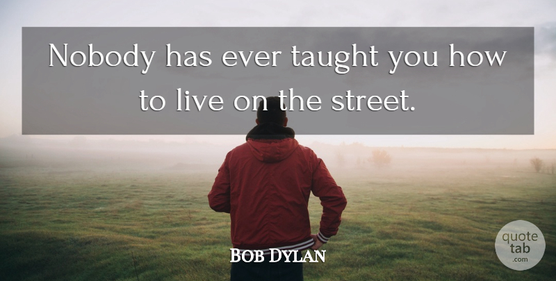 Bob Dylan Quote About Education, Taught, Streets: Nobody Has Ever Taught You...