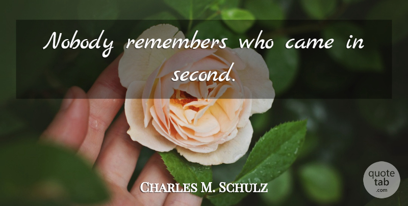 Charles M. Schulz Quote About Winning, Remember: Nobody Remembers Who Came In...