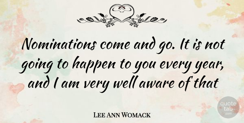 Lee Ann Womack Quote About Years, Nominations, Wells: Nominations Come And Go It...