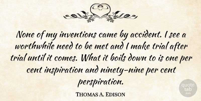Thomas A. Edison Quote About Inspiration, Ninety Nine, Needs: None Of My Inventions Came...