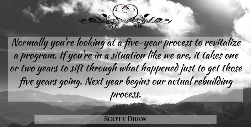 Scott Drew Quote About Actual, Begins, Five, Happened, Looking: Normally Youre Looking At A...
