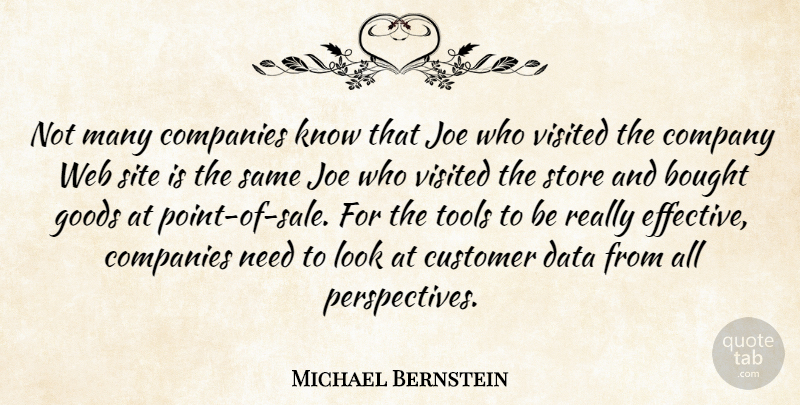Michael Bernstein Quote About Bought, Companies, Company, Customer, Data: Not Many Companies Know That...