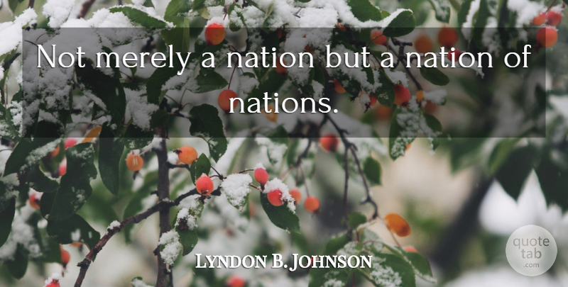 Lyndon B. Johnson Quote About Usa, United States Of America, Nations: Not Merely A Nation But...