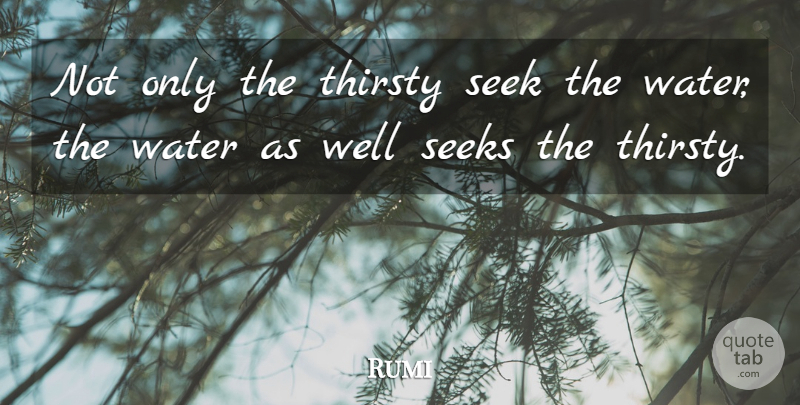Rumi Quote About Inspirational, Spiritual, Water: Not Only The Thirsty Seek...