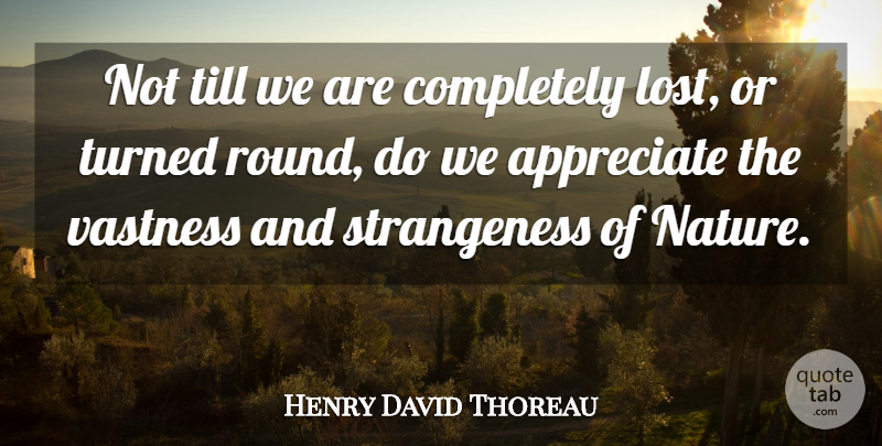 Henry David Thoreau Quote About Appreciate, Vastness, Lost: Not Till We Are Completely...