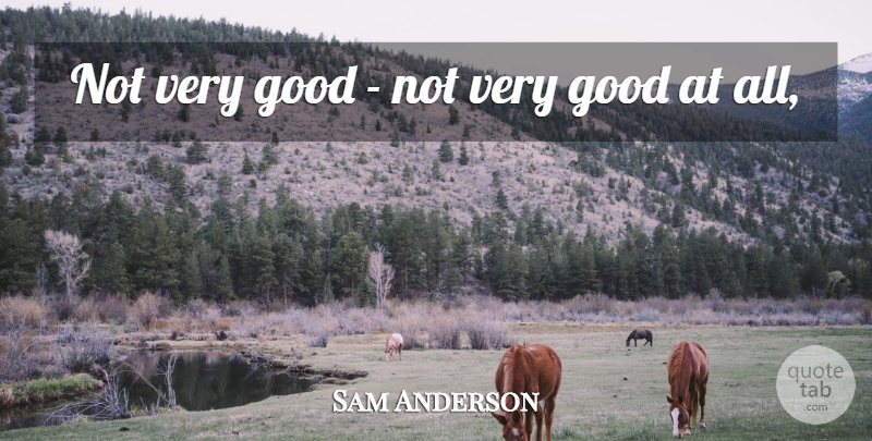 Sam Anderson Quote About Good: Not Very Good Not Very...