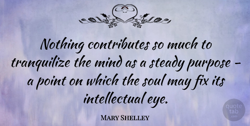 Mary Shelley Quote About Fix, Mind, Point, Steady: Nothing Contributes So Much To...
