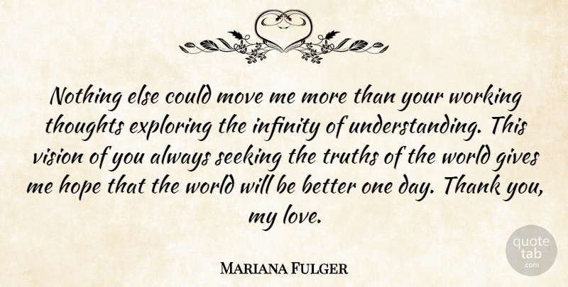 Mariana Fulger Quote About Exploring, Gives, Hope, Infinity, Move: Nothing Else Could Move Me...