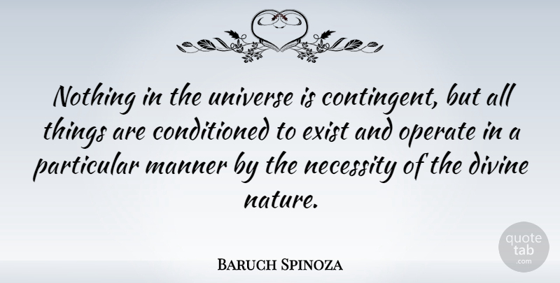 Baruch Spinoza Quote About Divine, Particular, All Things: Nothing In The Universe Is...