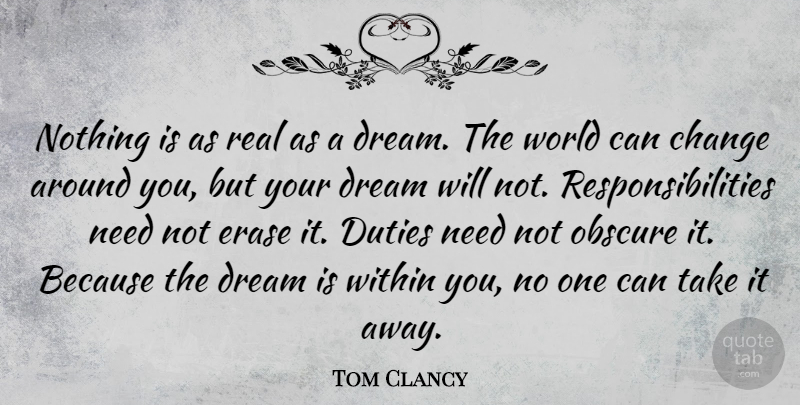 Tom Clancy Quote About Dream, Real, Responsibility: Nothing Is As Real As...