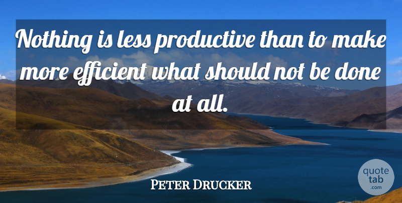 Peter Drucker Quote About Procrastination, Productive Work, Productive Life: Nothing Is Less Productive Than...