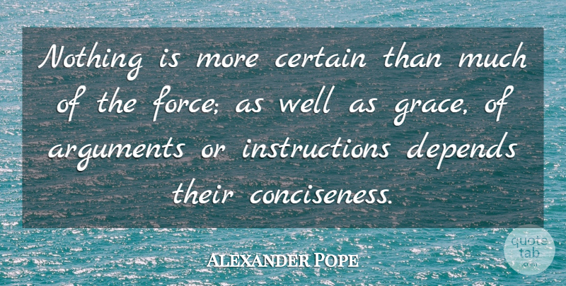 Alexander Pope Quote About Grace, Argument, Instruction: Nothing Is More Certain Than...