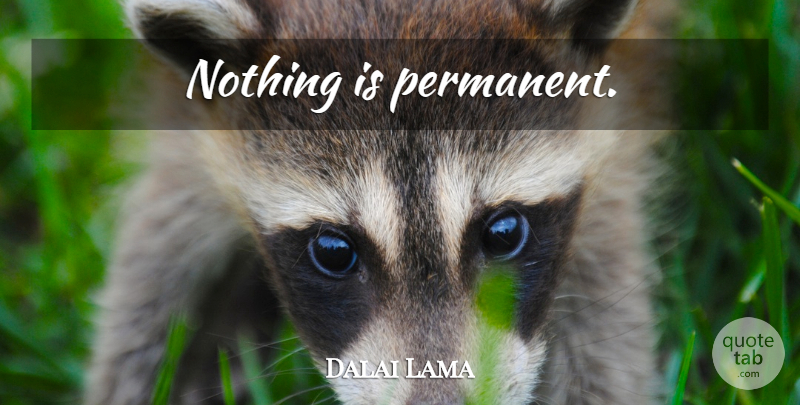 Dalai Lama Quote About Permanent: Nothing Is Permanent...