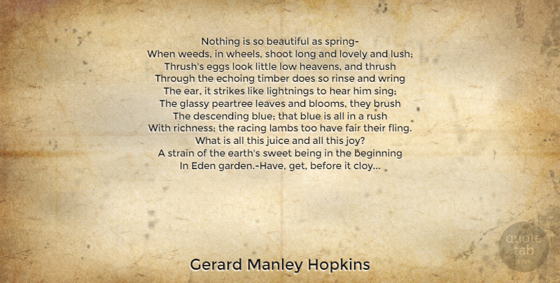 Gerard Manley Hopkins Quote About Beautiful, Weed, Sweet: Nothing Is So Beautiful As...