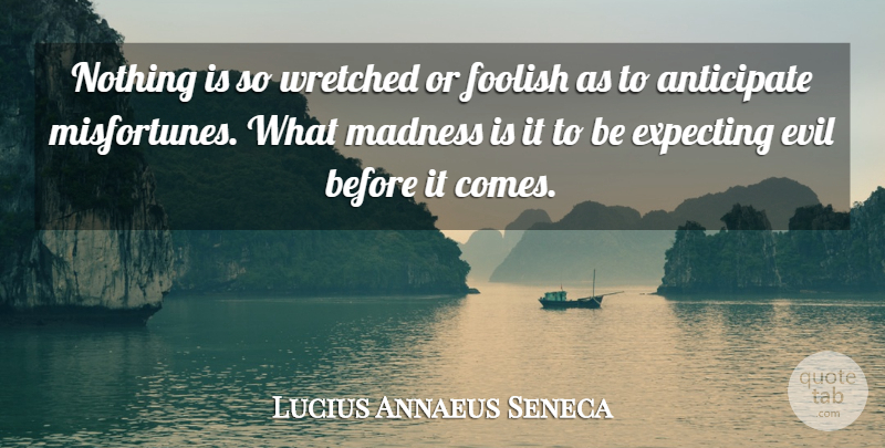 Lucius Annaeus Seneca Quote About Anticipate, Foolish, Wretched: Nothing Is So Wretched Or...