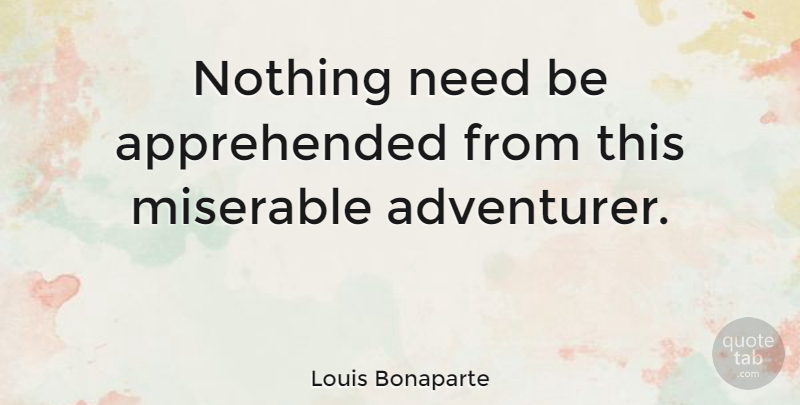 Louis Bonaparte Quote About Needs, Miserable, Adventurer: Nothing Need Be Apprehended From...