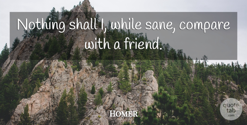 Homer Quote About Literature, Compare, Sane: Nothing Shall I While Sane...