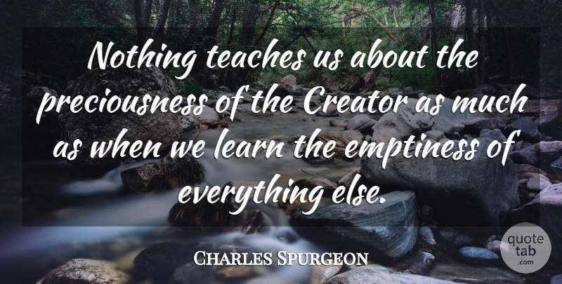 Charles Spurgeon Quote About God, Christian, Religious: Nothing Teaches Us About The...