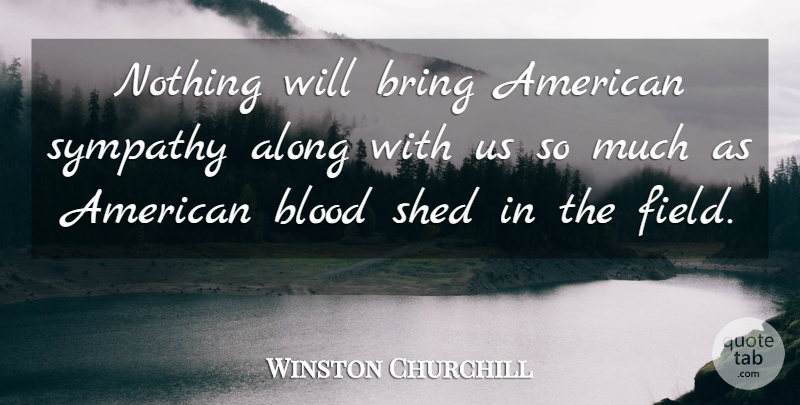 Winston Churchill Quote About Blood, Fields, Shed: Nothing Will Bring American Sympathy...
