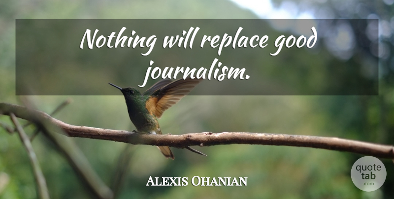 Alexis Ohanian Quote About Journalism, Good Journalism: Nothing Will Replace Good Journalism...