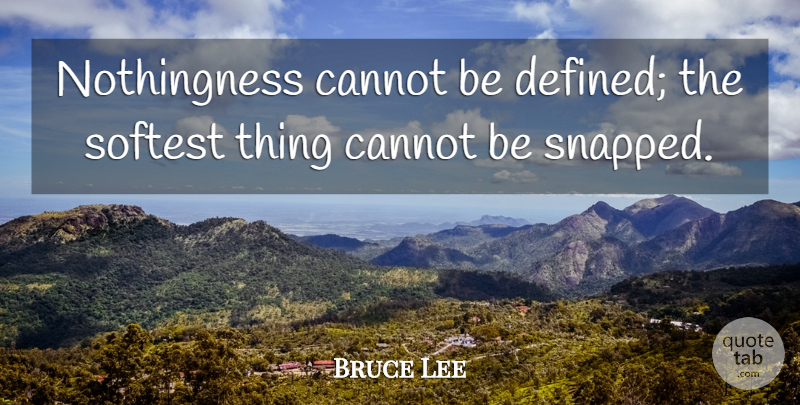 Bruce Lee Quote About Defined, Nothingness: Nothingness Cannot Be Defined The...