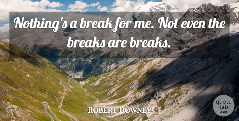 Robert Downey Quote About Break, Breaks: Nothings A Break For Me...