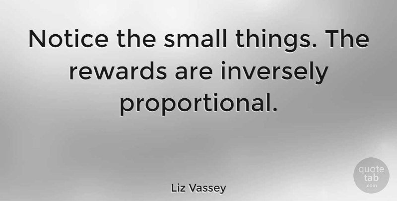 Liz Vassey Quote About Rewards, Small Things: Notice The Small Things The...