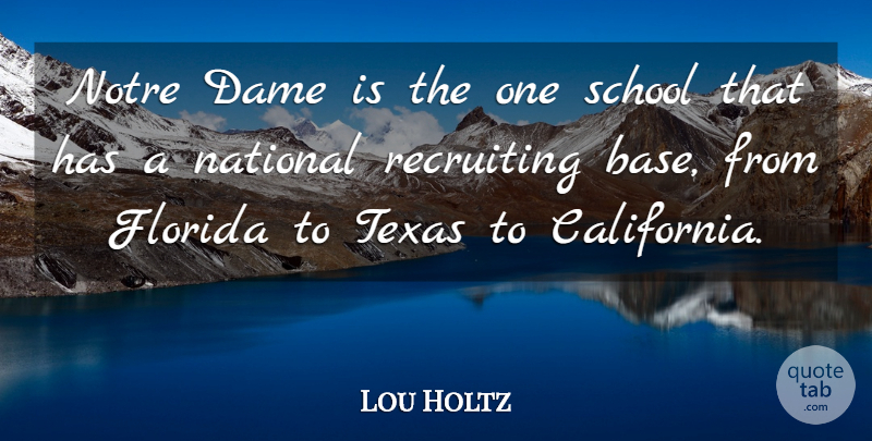 Lou Holtz Quote About Dame, National, Recruiting, School: Notre Dame Is The One...