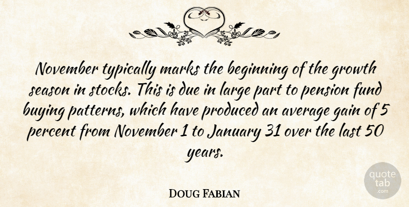 Doug Fabian Quote About Average, Beginning, Buying, Due, Fund: November Typically Marks The Beginning...