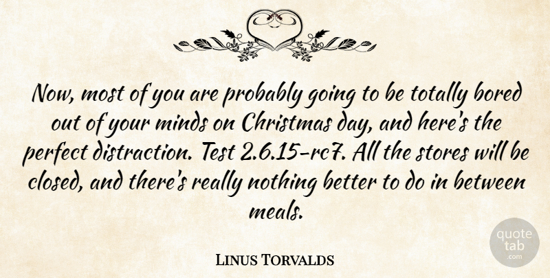 Linus Torvalds Quote About Bored, Christmas, Minds, Perfect, Stores: Now Most Of You Are...