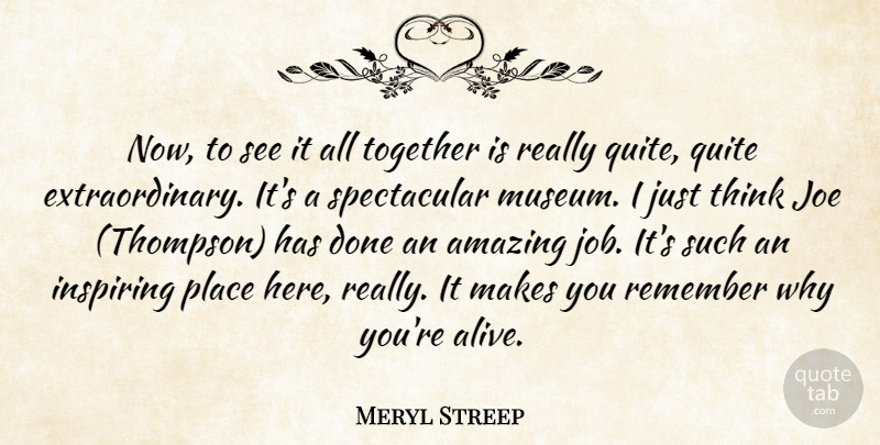 Meryl Streep Quote About Amazing, Inspiring, Joe, Quite, Remember: Now To See It All...