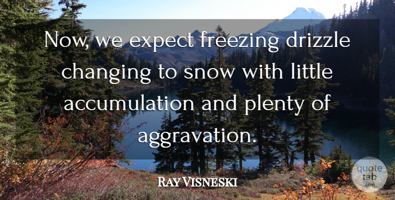 Ray Visneski Quote About Changing, Expect, Freezing, Plenty, Snow: Now We Expect Freezing Drizzle...